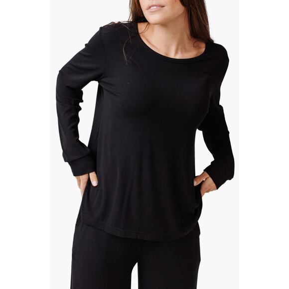 Cozy Earth Rib Long Sleeve Knit Pajama Top - XXL